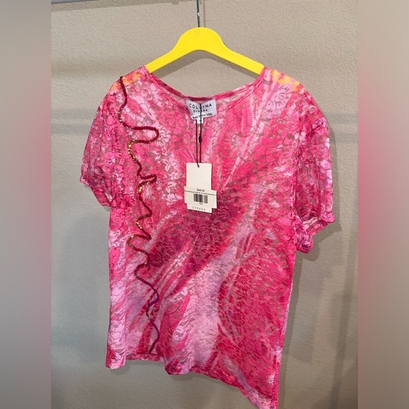 Collina Strada Sequin Cardio Lace Shrunken T-Shirt Multiple Sizes - Picture 3 of 8